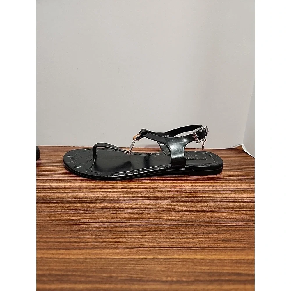 COACH‎ Piccadilly Black Jelly Thong Sandals Size 5B LN